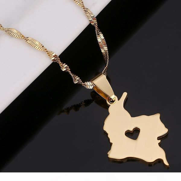 

e stainless steel colombia map pendant necklace gold color jewelry map of colombian jewelry, Silver