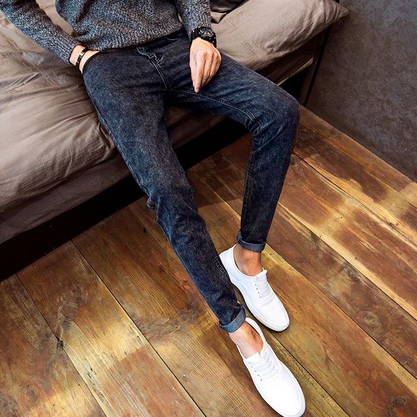 

2020 men stretch fashion denim jeans slim fit skinny fashion casual long pencil pant styling black blue