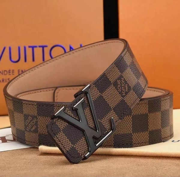 

rs belt leisure business high-grade pu black belt fashion lady smooth brandlv belt buckle letters, 105-125 cm, Blue;gray