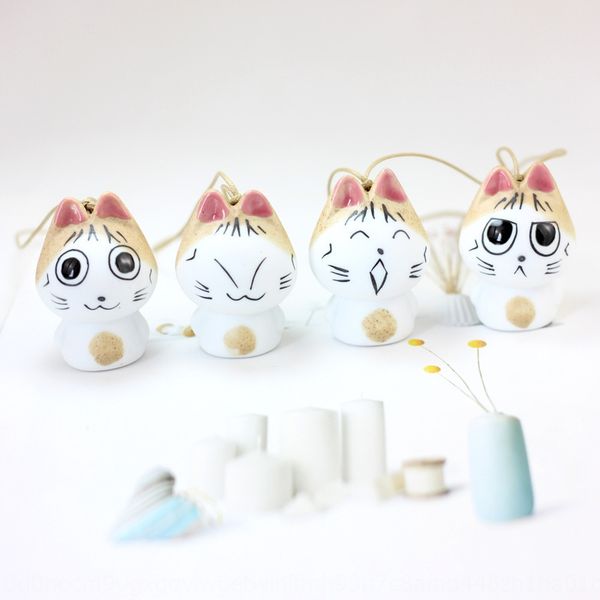 

cute hand-painted new cute pet bag ornaments wind bell pendants japanese jingdezhen doll small pendant ceramic doll ceramic, Silver