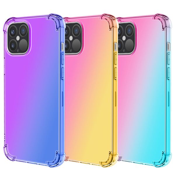 Capa de iphone à prova de choque de 1,55 mm para iPhone 11 pro tpu gradient cor dupla transparente com outros tamanhos