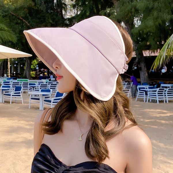 

female empty korean female empty korean style al style all-match sun goddess hat uv-proof foldable sun hat, Blue;gray