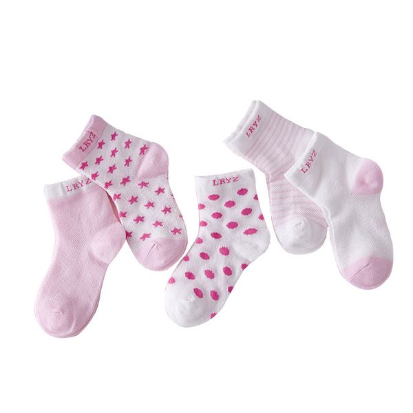 

5 pairs socks set baby boy girl cotton cartoon candy colors dot, breathable, stylish socks infant toddler kids soft sock, Pink;yellow