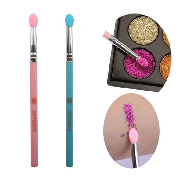 

1pc soft silicone eye shadow make up brushes metal plastic handle mini makeup brush drop shipping