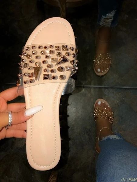 

20-year large size flat rivet and shoes women's 20-year large size sandals flat rivet women's sandals and slippers slippers shoes