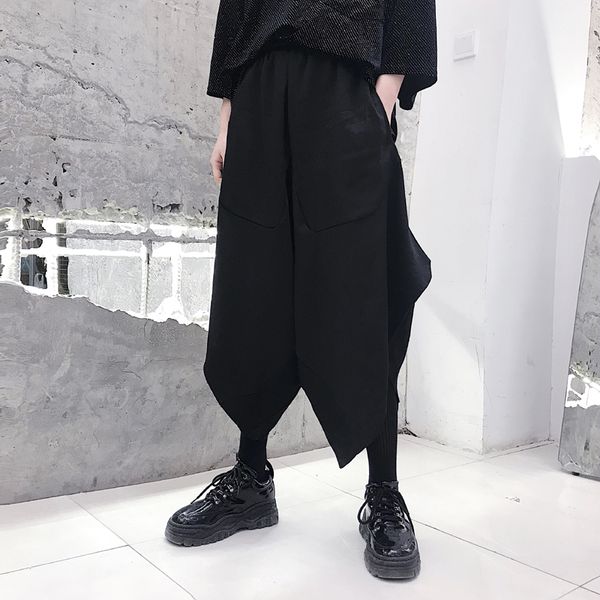 

cotton, , baggy, dark pants, capri pants, summer slacks, hipster, haren, hairdresser, teen man, new line, Black