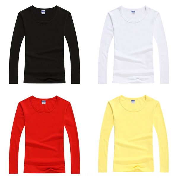 

l6kr0 comfortable lycra cotton autumn women's round neck solid color long t- shirt sleeve autumn casual light plate gray shirt base lon, White