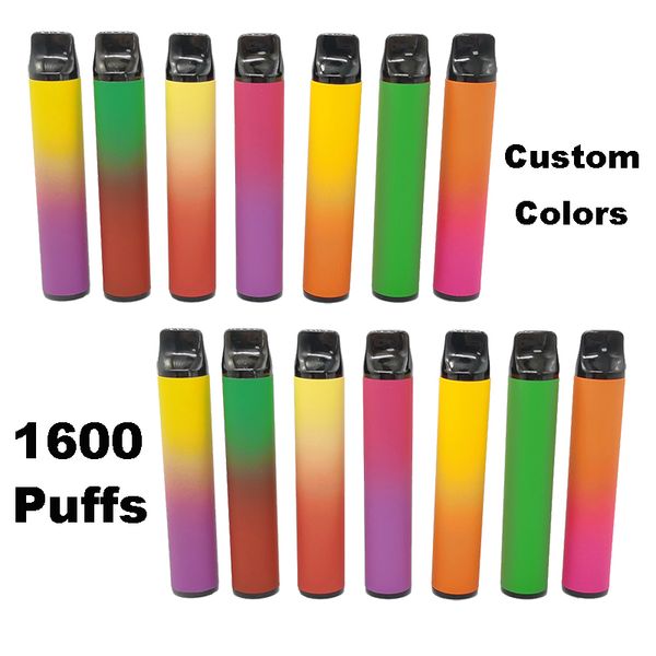 

Последние 1600puffs Одноразовая Vape Pen Device стручки Стартовые наборы 1000mAh аккумуляторная батарея 6,5 мл картриджи Пустые Испаритель Упаковка на заказ Электронные сигареты