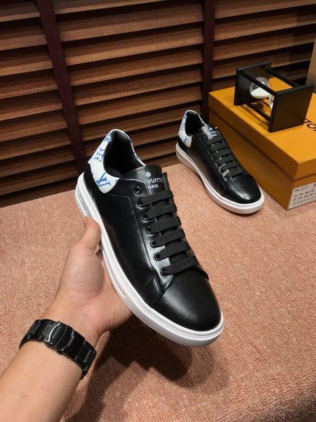 

2020x fashion men's embroidery printing luxury casual shoes breathable leather classic sneakers low-shoes, size: 38-45, Black