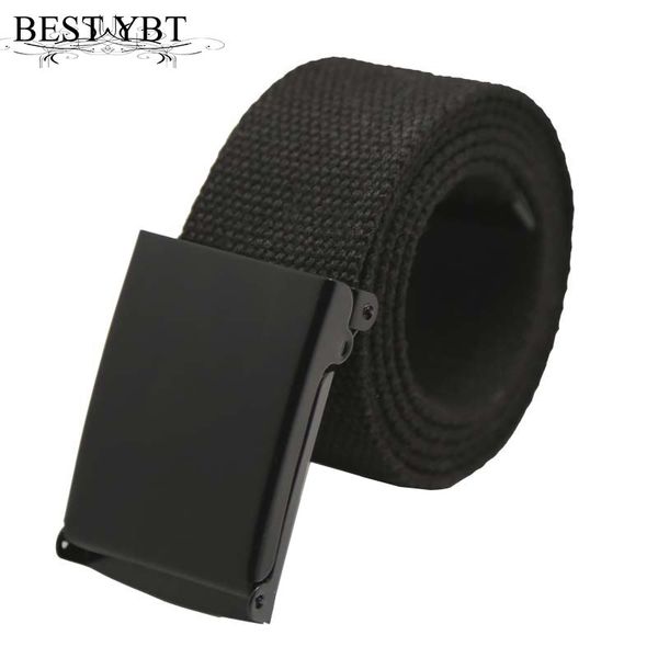 

ybt canvas belt alloy automatic buckle belt fashion army tactical jeans casual luxury cowboy high quality, Black;brown