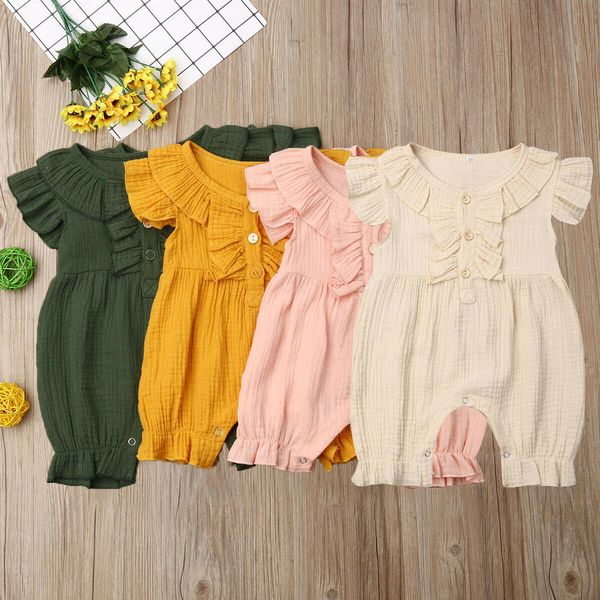 

new 4colors infant baby girls kids cotton solid romper overall sunsuit summer clothes, Blue