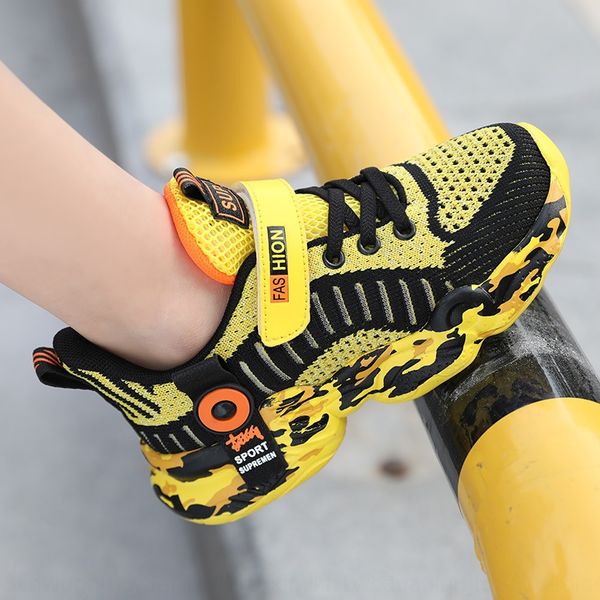 

boys sneakers ' casual children's mesh hollow children's single mesh men's shoes yellow sports shoes, Black