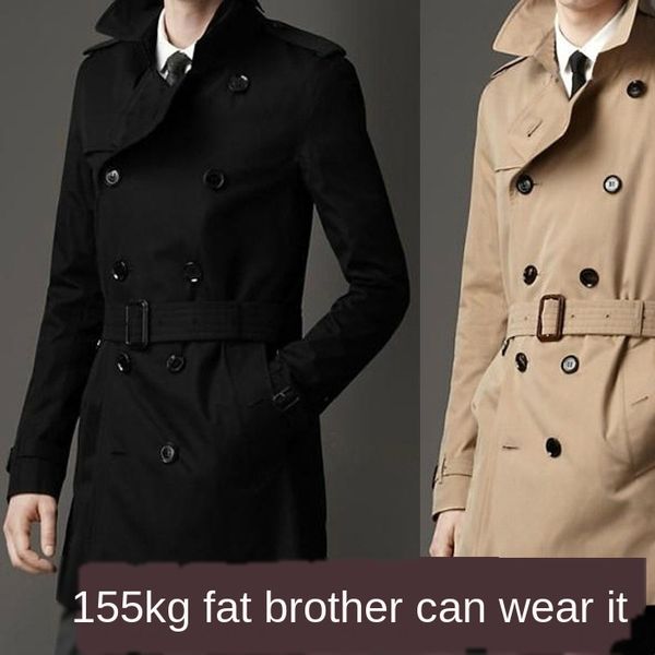 

gnqzm new season korean style slim mid-length trench men's windbreaker coat windbreaker coat youth thickened british big clothes men , Tan;black