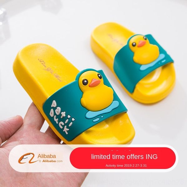 

5zgeb 2020 new children' summer children children children' slippers cartoon little yellow duck boy' slippers anti-slip in, Black;grey