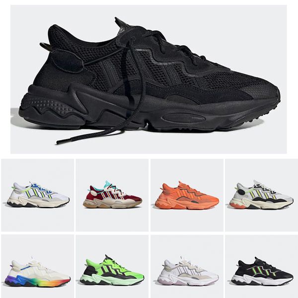 

new arrival men women ozweego running shoes triple black bold orange halloween solar green womens mens outdoor sports shoes 5.5-11