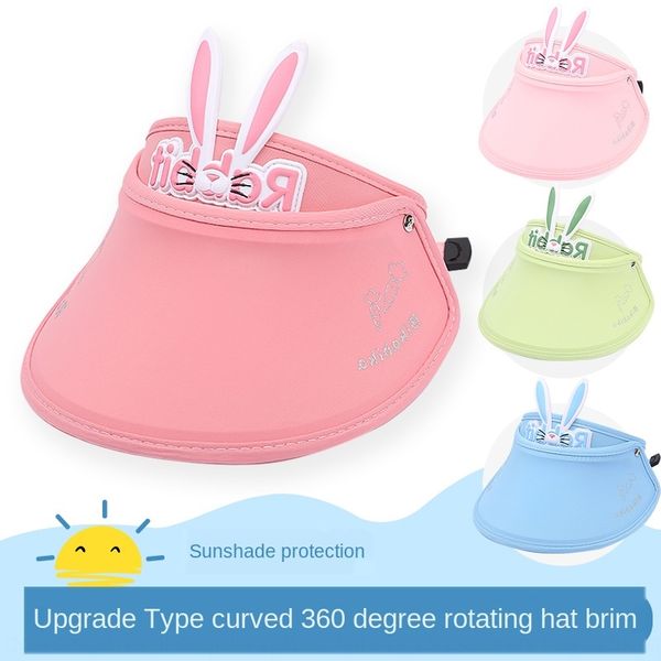 

children's girl's cute super cute rabbit tu tu er ear sun hat male baby's empty big brim sun hat, Blue;gray