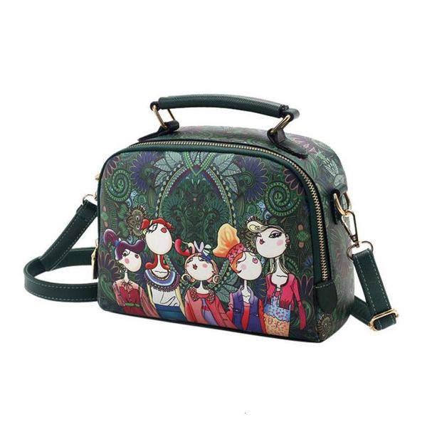 

женщины кожа tote лесные девушки характеры шаблон печати одно плечо сумка большой емкости зеленый сумки сумки для женщин 2020 зер