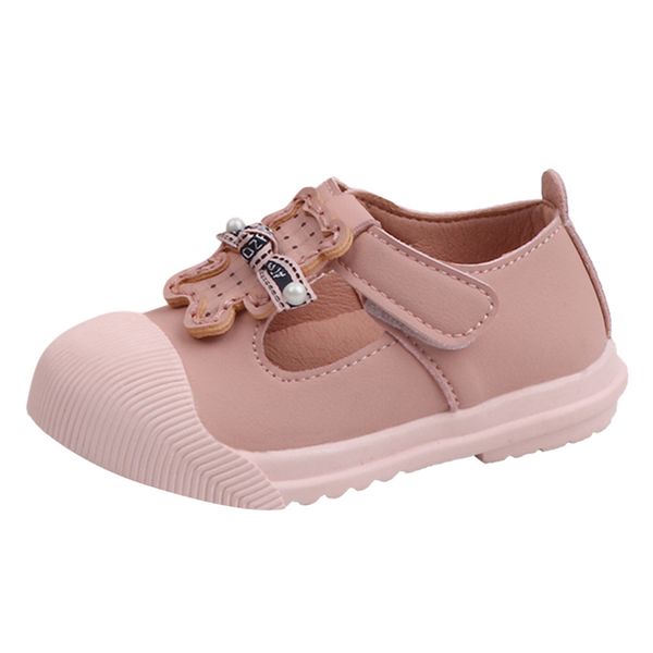 

children' princess shoes soft sole cute cartoon solid shoes toddler infant kids baby girls pearl princess leather single shoes, Black;grey
