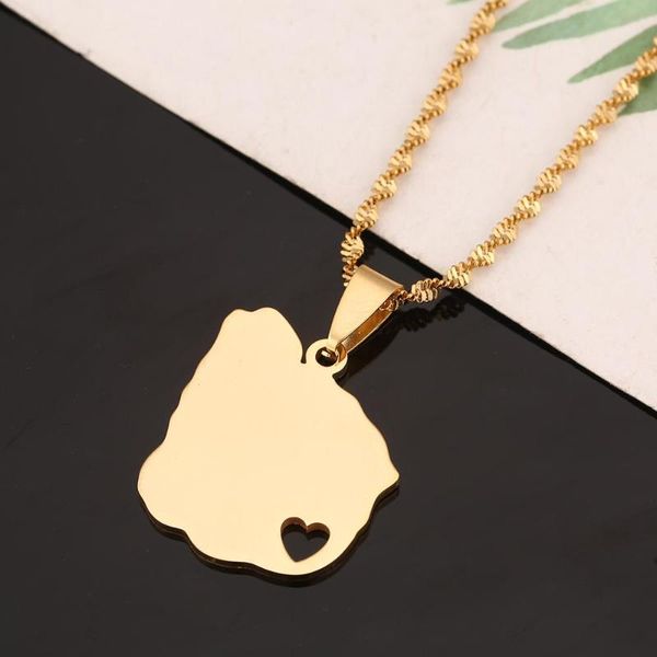 

stainless steel uruguay map pendant necklaces uruguayan maps heart charm jewelry, Silver