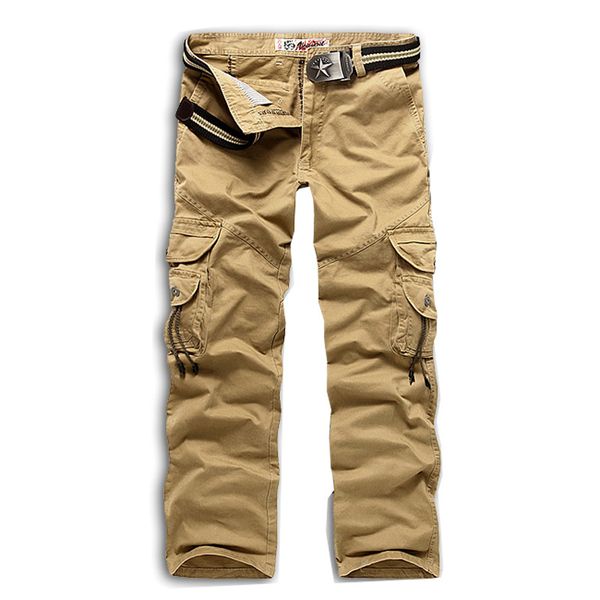 

new 2020 promotion men cargo pants style camouflage pants army khaki multi-pocket overalls men plus size, Black
