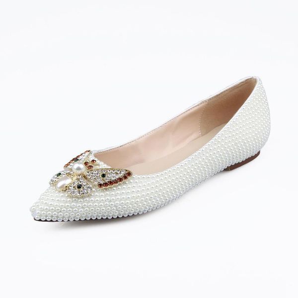 

dream2020 pearl white bow flat pointed women's fashion korean bridesmaid shoes for women, Black