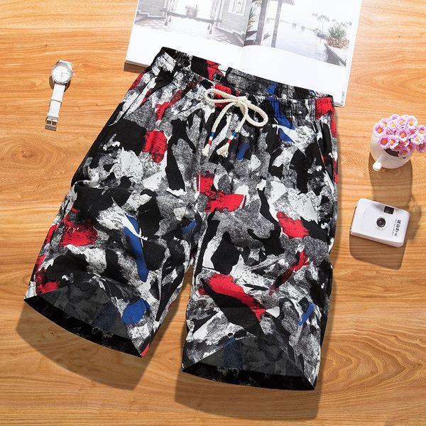 

summer men's graffiti cotton camouflage student loose beach and shorts large size shorts trendy pants beach pants