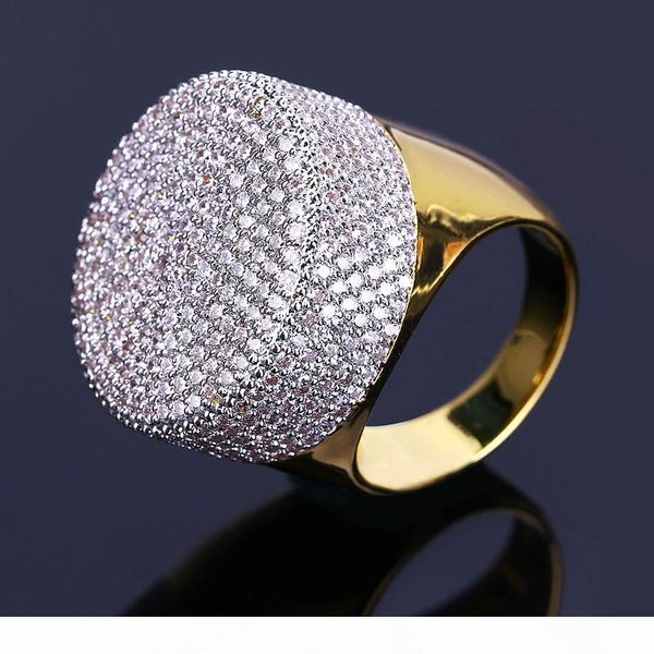

hiphop full diamond rings for men brand design cz ring gold plated luxury hip hop jewelry wedding accessories hipping, Golden;silver