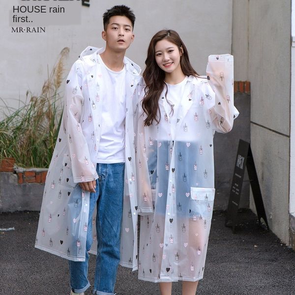 

hiking full print raincoat thickened cycling travel fashion eva bicycle cloak bicycle pocket ponchorain gear, Black