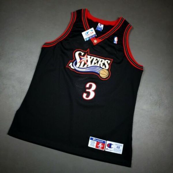 

100% stitched allen iverson vintage champion phi jersey size xs-5xl mens throwbacks pro cut basketball jerseys, Gray