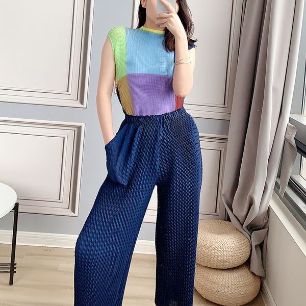 

pleated solid wide leg pants female ankle-length 2020 summer new cool casual elastic waist straight-leg women pants, Black;white