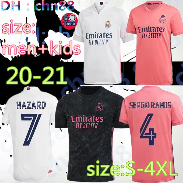 

2020 2021 larger size xxl xxxl xxxxl real madrid soccer jersey 20 21 bale #11 asensio #20 hazard 7# sergio ramos #4 patch football shirts, Black;yellow