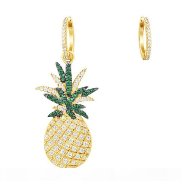

european and american foreign trade fashion silver jewelry pineapple earrings design fruit fashion earrings women's preferred gift, Golden;silver