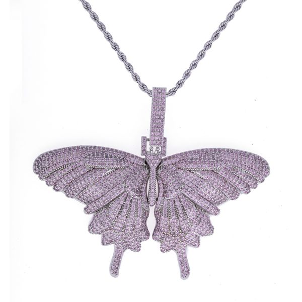 

European and American hiphop new zircon necklace pendant pendant mens Zircon Butterfly stall source of goods hot sale