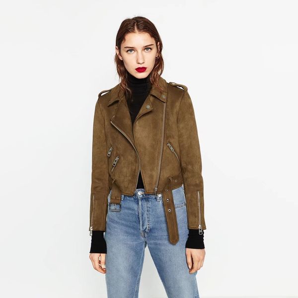 

fashion designer jackets for women 2020 spring new arrival lapel motorcycle clothing womens streerwear designer jackets coats, Black;brown