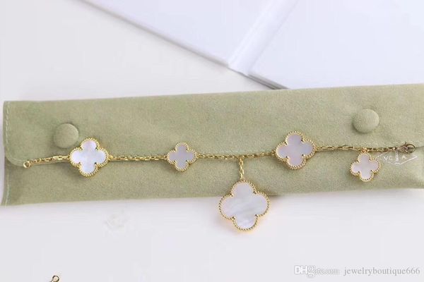 

new arrival five flowers bracelet for women wedding jewelry and daily match no fade no change color luxurious quality ing, Black