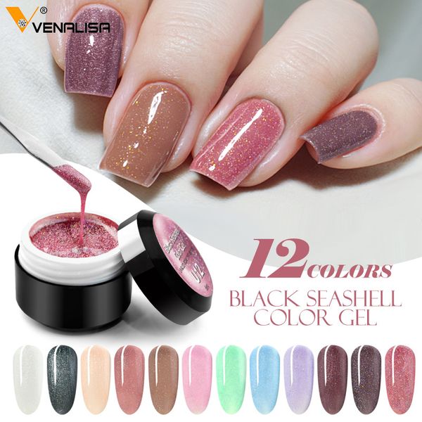 

nail gel glitter pigment black seashell color polish starry painting varnish bling pearl lacquer, Red;pink