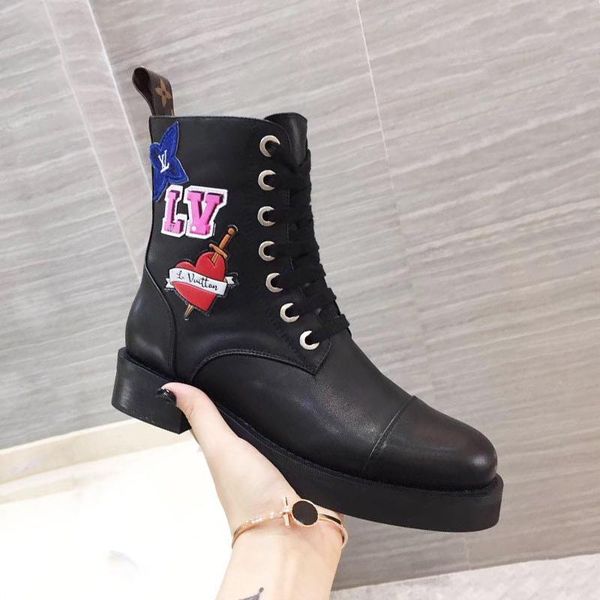 

womens ankle boots leather fashion boots luxury chaussures de femme wonderland flat ranger womens shoes casual l255 bottes femmes drop ship, Black