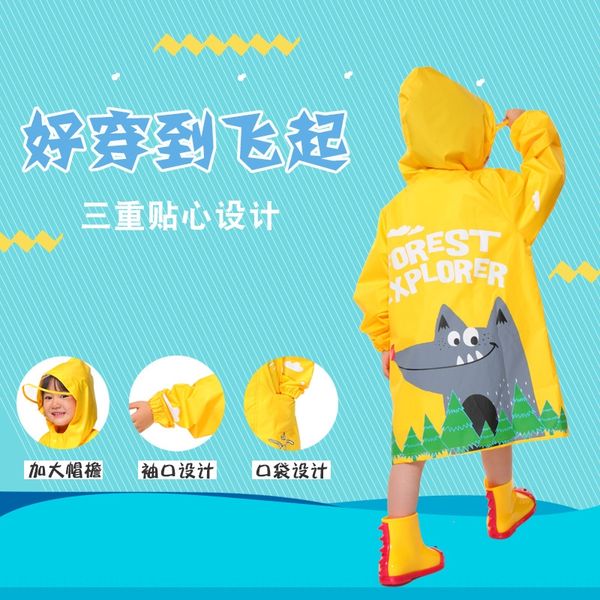 

ljume children's waterproof boys transparent for children students raincoat student transparency and girls kindergarten baby raincoat f, Black