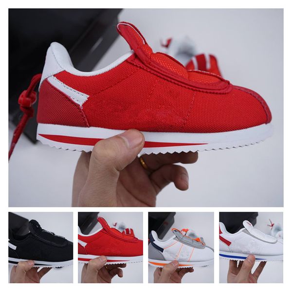 

classic cortez basic hook & loop casual shoes fashion kids black white red skateboarding baby sneakers av2950-003 size 22-35 12