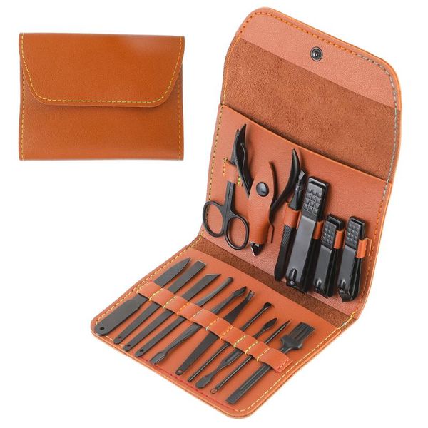 

ear pick tools stainless nail clippers cuticle manicure set grooming kits with pu leather nail clippers kit scissor tweezer