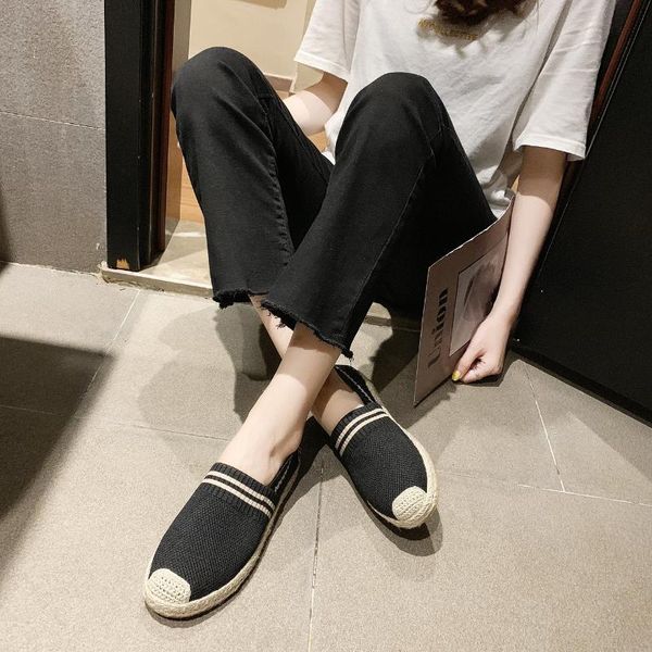 

knit flats women fisherman shoes linen breathable stretch fabric round toe flats women casual single shoes black khaki 2020