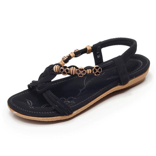 

timetang simple summer bohemian women beach flip flops ladies flat sandals shoes y200620, Black