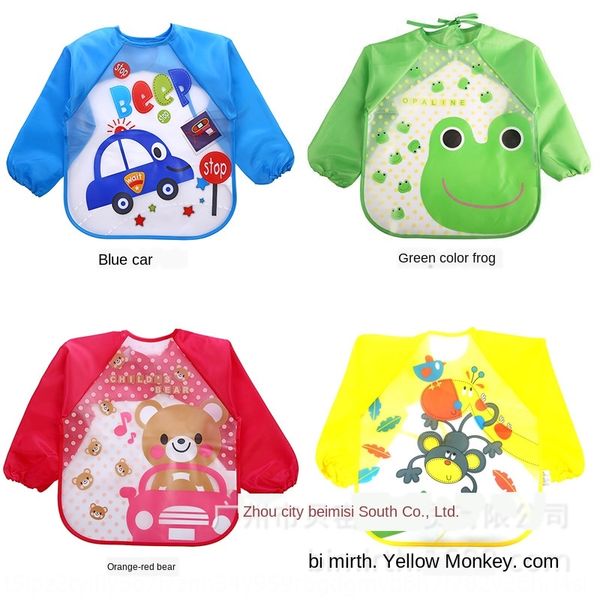 

2019 eva baby children's long-sleeved reverse clothes eating bib clothes baby bib