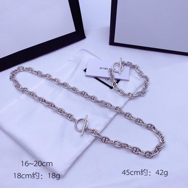 

2020her me 925 sterling silver pig nose Korean version full circle H oval H letter necklace texture oversized brand pig nose sleeve chain
