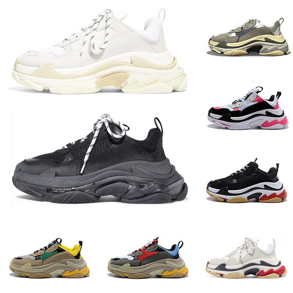 

2020 triple s men women designer shoes black white red grey fashion luxury sneakers old dad shoe