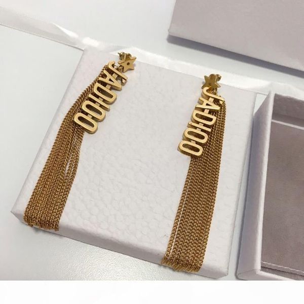 

s new classic letter retro tassel designer earrings luxury designer jewelry women earrings, Golden