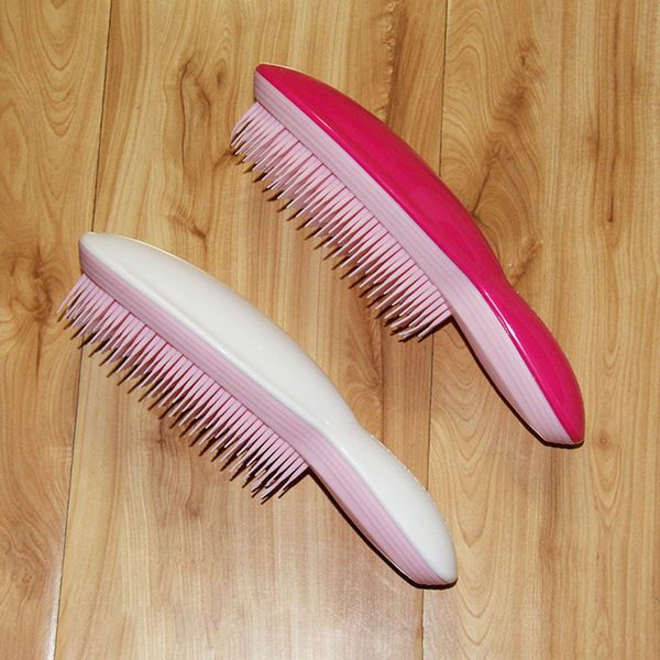 

new 1pc anti-static hair brush comb styling teezer shower electroplate detangling massage comb for salon styling women girl hair, Silver