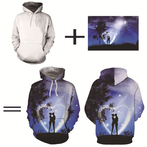 

small batch digital printing thermal transfer printing 3d hooded sweater to map custom factory direct wholesale, Black