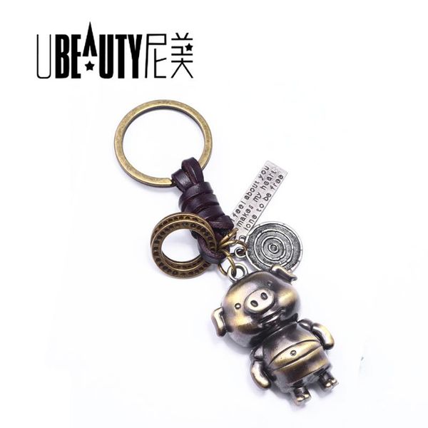 

ubeauty bronze cartoon pig key ring lovers gift bag pendant women key ring trinket chains car keychain chaveiro innovative, Silver