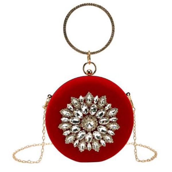 

new women's bag elegant ring diamond evening bag handbag chain single shoulder diagonal package